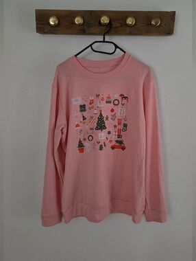 Pink Holiday Graphic Crewneck Sweatshirt